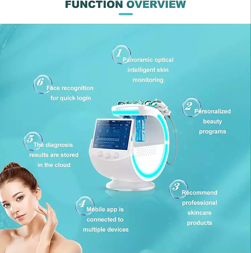 Welocity Professional 7 in 1 Intelligent Multifunctional Oxygen Facial Machine Skin Management System smart ice blue skin analyzer Hydro MicroDermabrasion Hydra Facial Machine Aqua Peel Diamond Peeling Beauty Equipment deep cleansing machine For Clinical